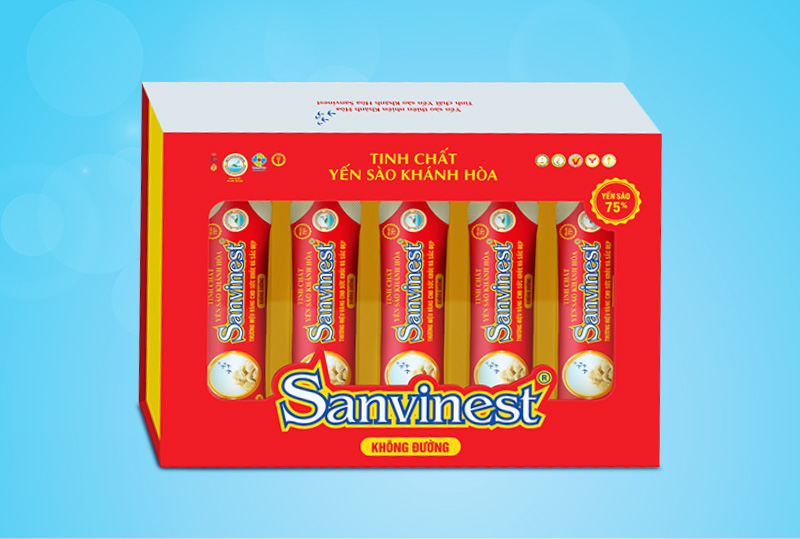 Tinh chất Yến sào Khánh Hòa Sanvinest không đường hộp quà tặng 20 túi 25ml-QTC516H20