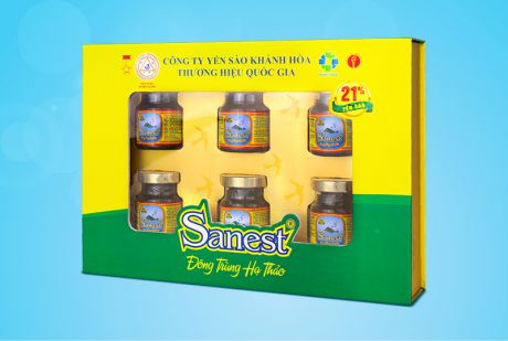 Nước yến sào Khánh Hòa Sanest Đông trùng Hạ thảo hộp 6 lọ 70ml - S005H6