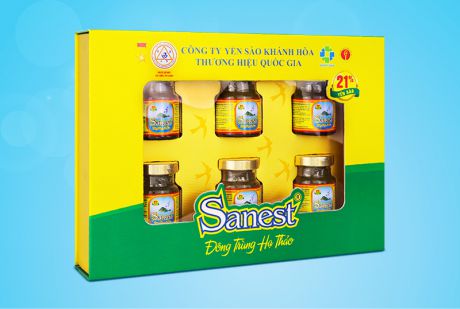 Nước yến sào Khánh Hòa Sanest Đông trùng Hạ thảo hộp 6 lọ 70ml - S005H6