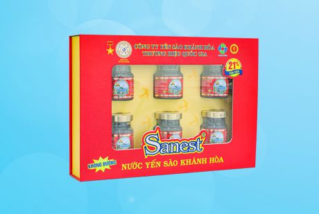 Nước Yến sào Khánh Hòa Sanest không đường hộp 6 lọ 70ml QT - S029H6QT