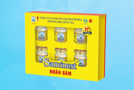 Nước Yến sào Sanvinest Khánh Hòa Fucoidan Nhân sâm hộp 6 lọ 70ml - S207H6