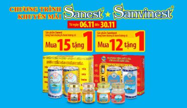 Chương trình khuyến mãi sản phẩm Nước Yến sào Sanest và Sanvinest từ ngày 06/11/2024 đến hết ngày 30/11/2024